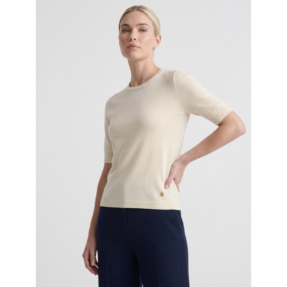 St. John Sweaters - St. John 2026 Luxury Silk Cotton Ecru Sweater, Size 12/14, BNWT, Retail $695